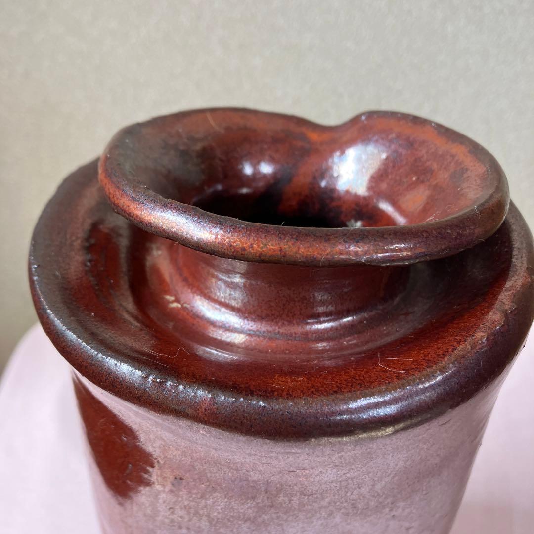 小石原善窯　焦茶花瓶　茶道具荷物より　変形