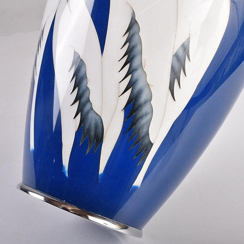 七宝焼 鶴文 花瓶 時代箱付 M R8883B