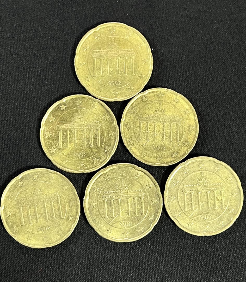 M1276【ユーロ20セント硬貨 発行国ドイツ 6枚セット】EURO20SENT
