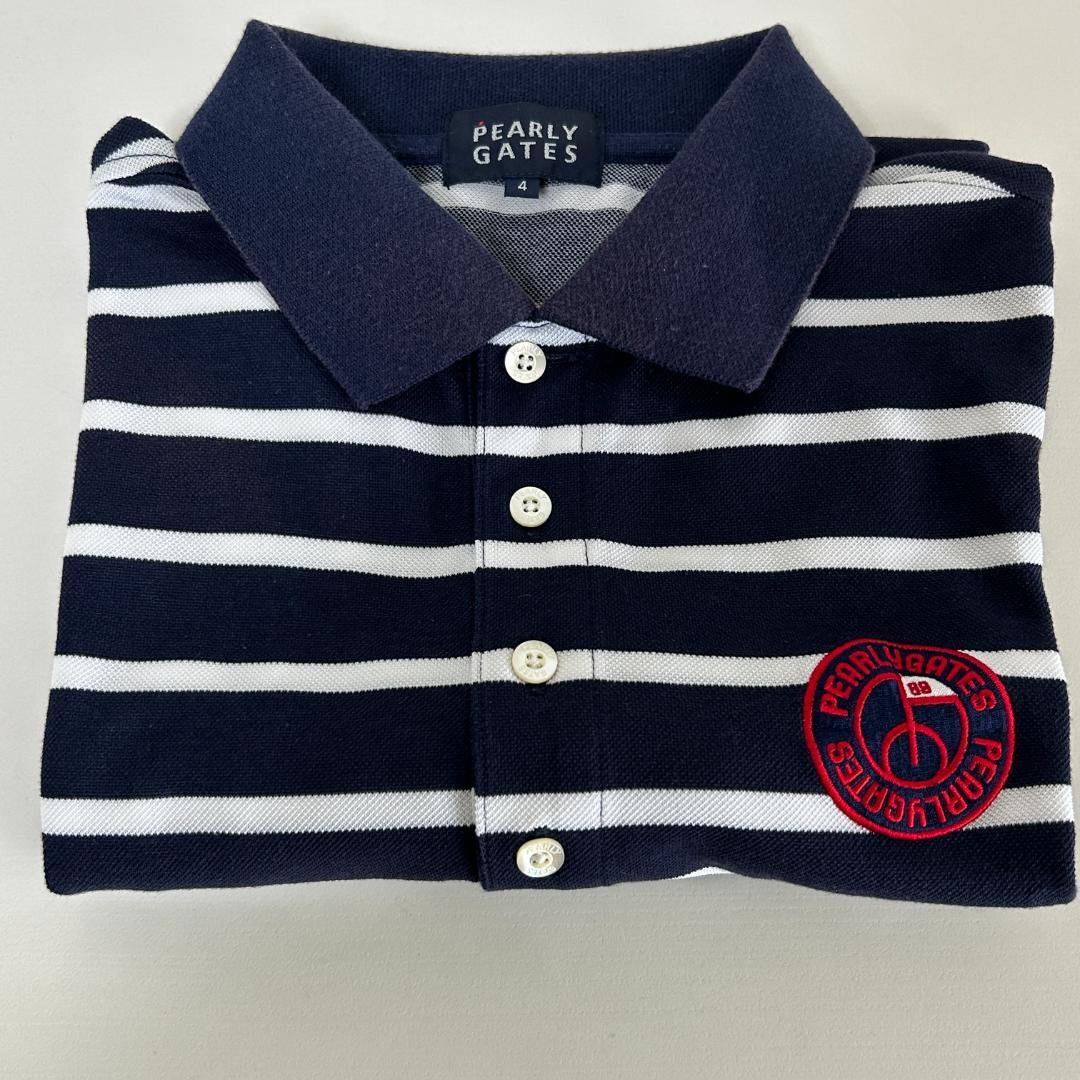 PEARLY GATES 】ポロシャツ ネイビー/ホワイト サイズ4（M相当