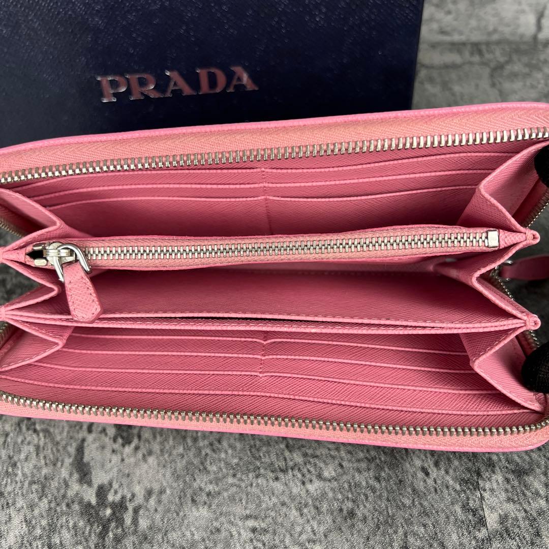 PRADA ラウンドファスナー長財布 ベビーピンク サフィアーノレザー