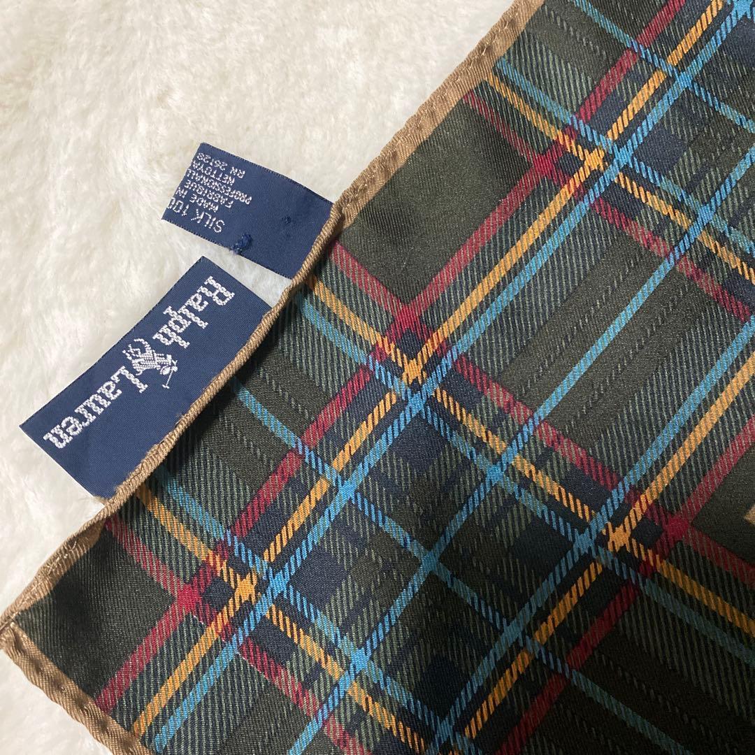 希少 ラルフローレン 大判 シルク スカーフ 花柄 チェック