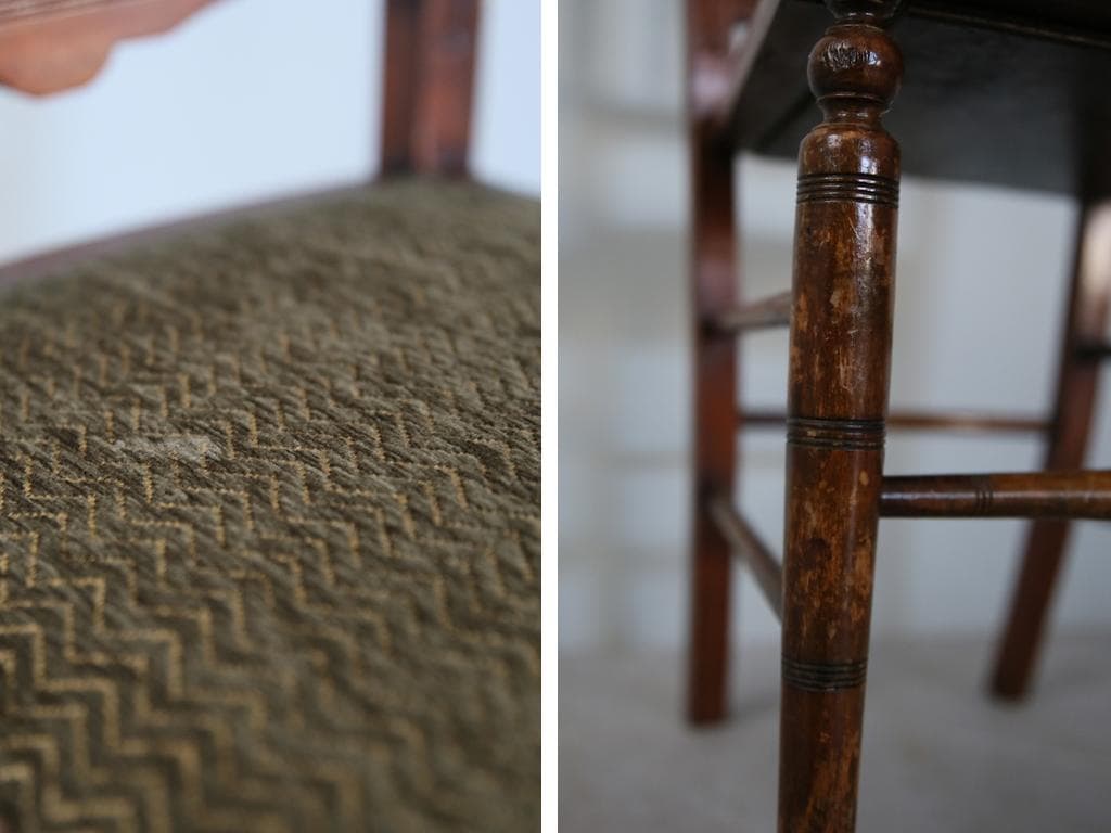 英国アンティーク木製ベッドルームチェア/椅子ダイニングイス飾り棚91