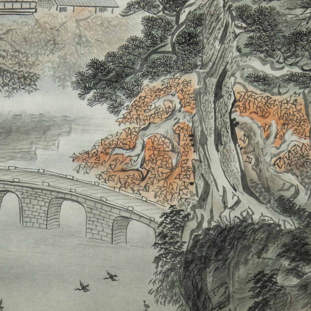 掛軸-1472 草風 寒山寺楓橋夜泊之図 大幅 共箱 中国風景 - メルカリ