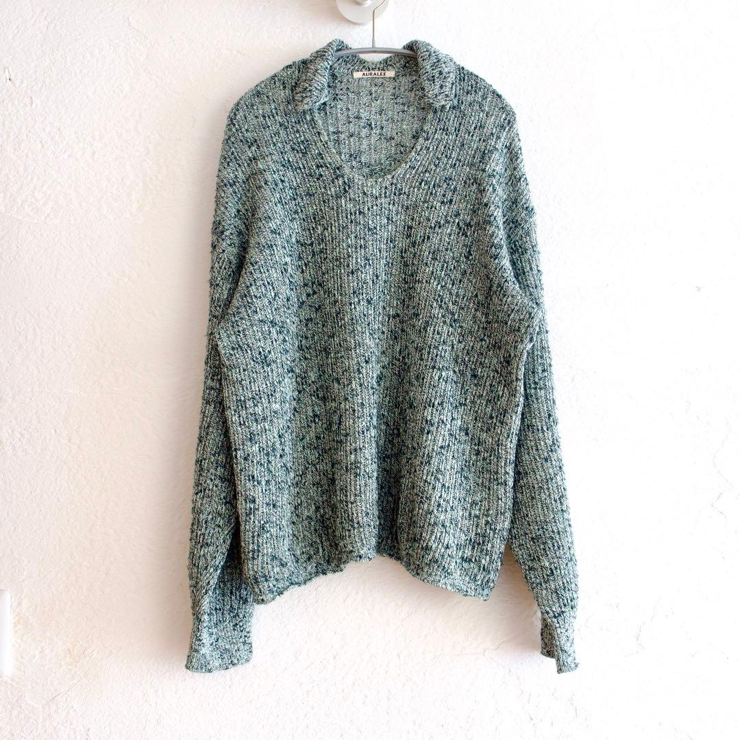 23SS・小松菜奈着用モデル】AURALEE スキッパー ポロ リブ ニット