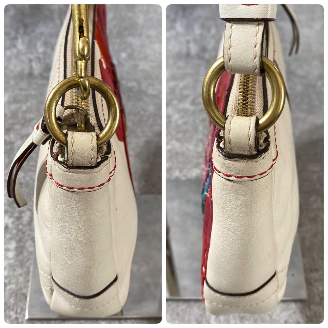 COACH コーチ フラワーモチーフ 刺繍 ハンドバッグ アクセサリーポーチ