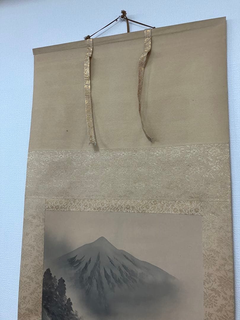 木箱付き水墨画 水墨山水　藤原芳仙