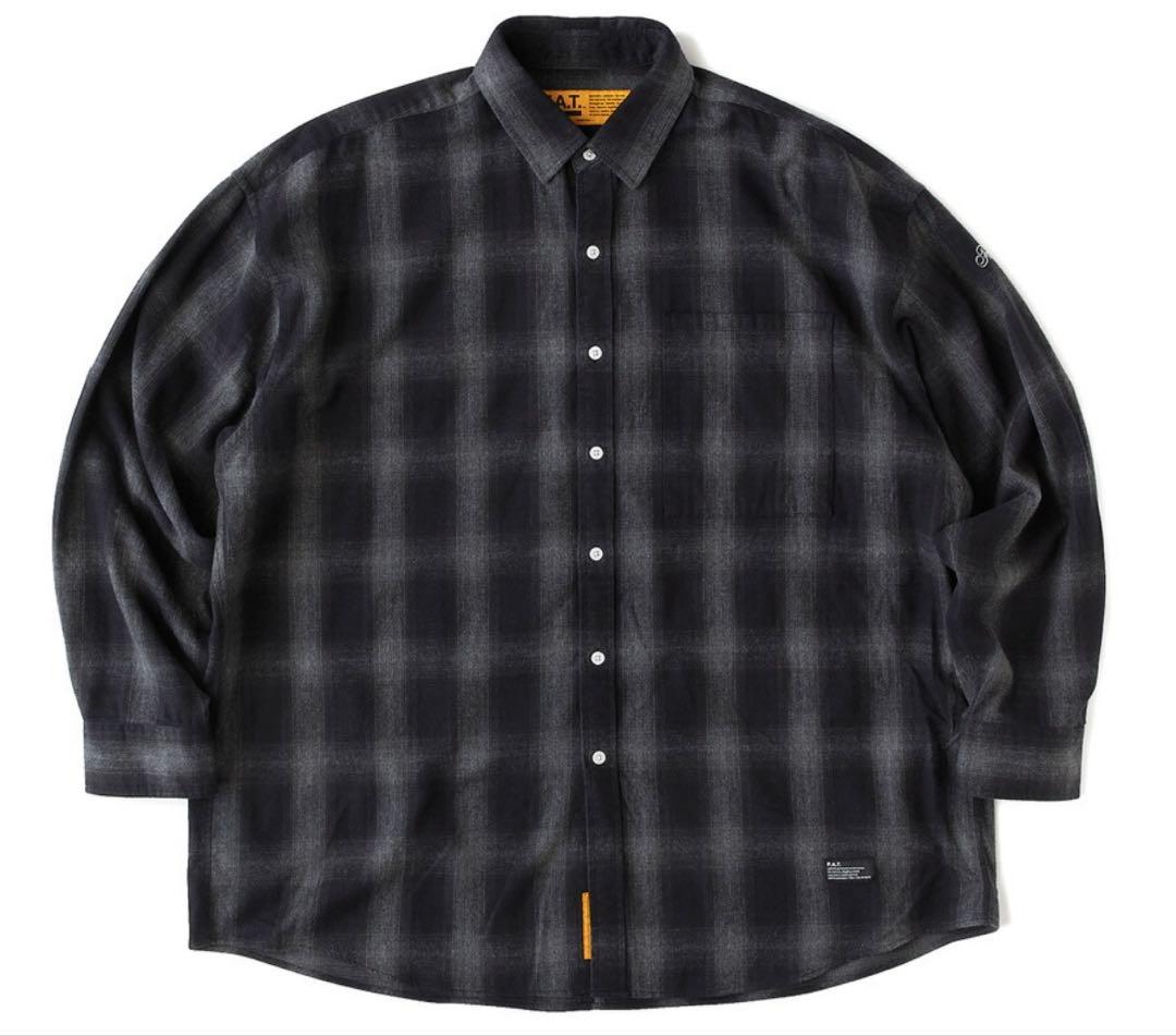 新品FAT オンブレチェックシャツ ルーズシルエット ネルシャツ FAT エフエーティー シャツ FAT GIGADATION メンズ 長袖 チェック