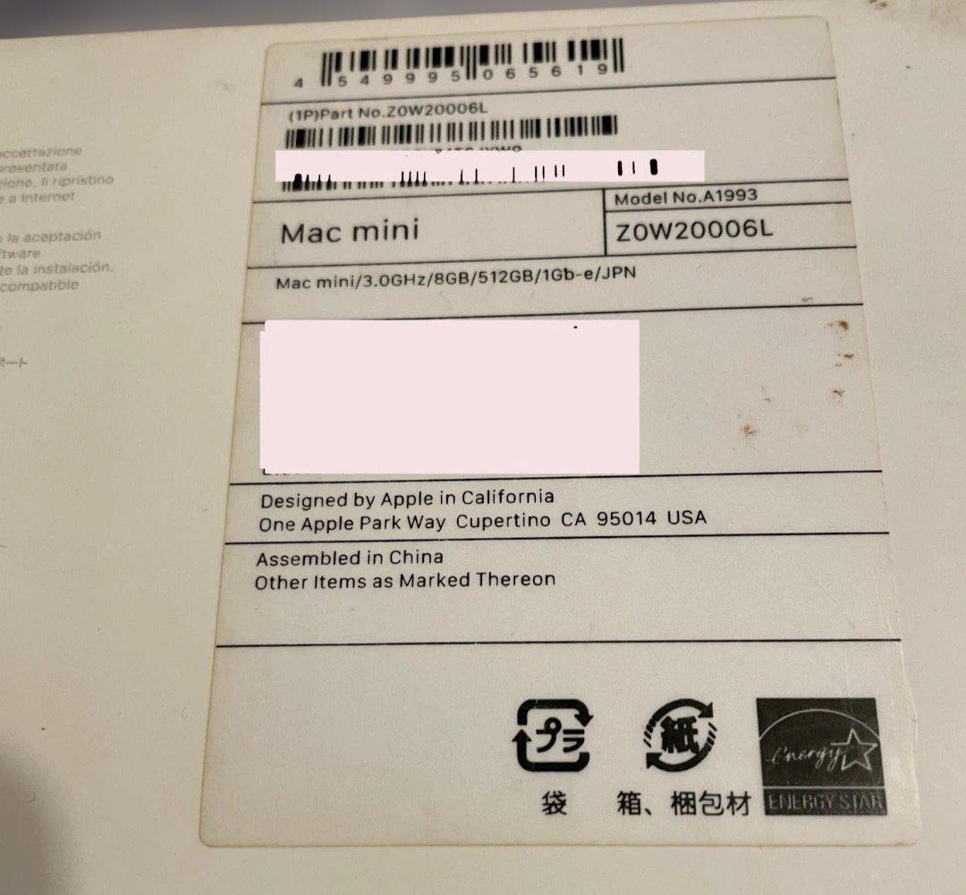 Macデスクトップ Mac mini 2018 i5 3.0Ghz ram64G SSD512G