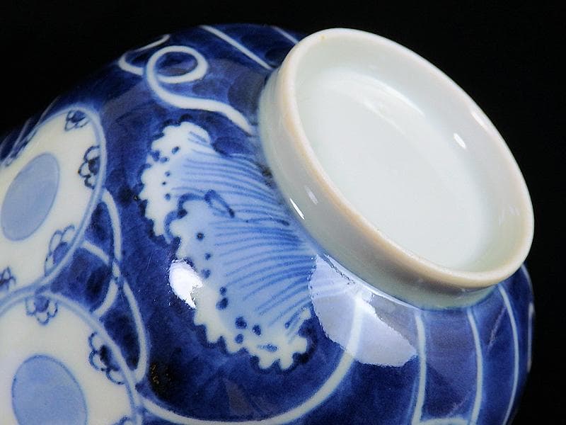 古伊万里 染付 鼓に調緒の図 蓋茶碗 江戸期 E213AS-CHl - メルカリ