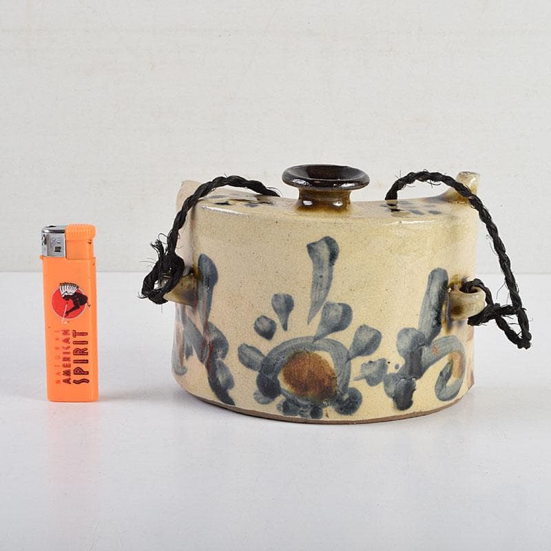 沖縄 琉球焼 壺屋焼 小橋川製陶所 仁王窯造 花文 抱瓶 共箱 C 8899