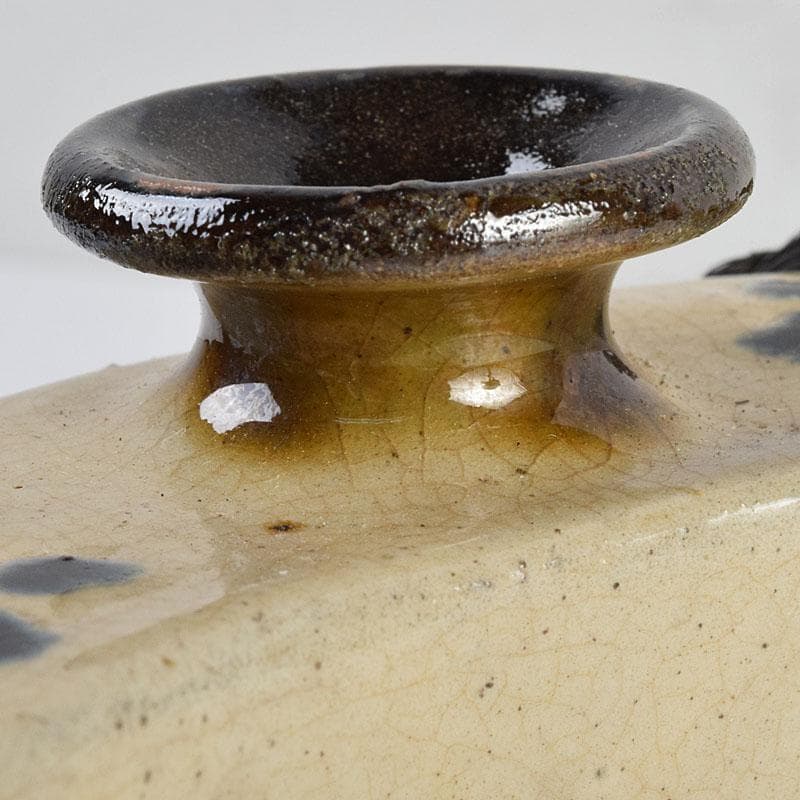 沖縄 琉球焼 壺屋焼 小橋川製陶所 仁王窯造 花文 抱瓶 共箱 C 8899