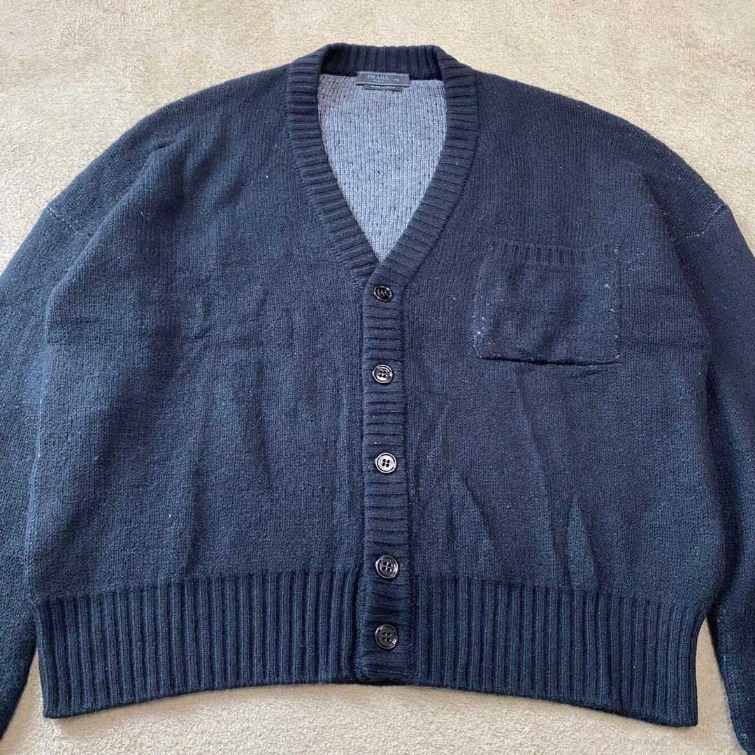 極美品】PRADA プラダ 18SS カシミヤ100% ニットカーディガン 黒
