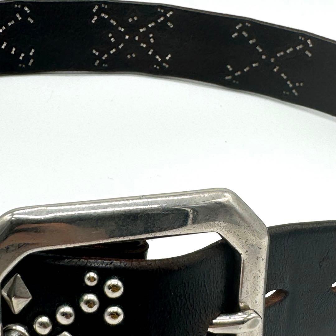 HTC アナザーヘブン クロス ボーン スタッズ レザー ベルト 34 美品