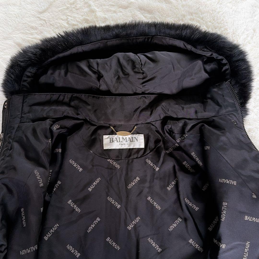 美品✨【バルマン】3wayシルク100%リアルファー総ロゴ中綿ダウンロング