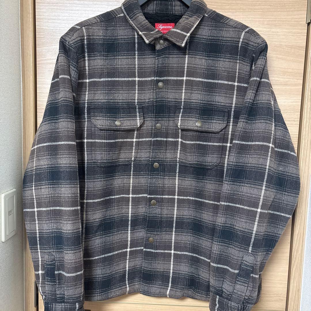 supreme shearling lined flannel shirt - メルカリ
