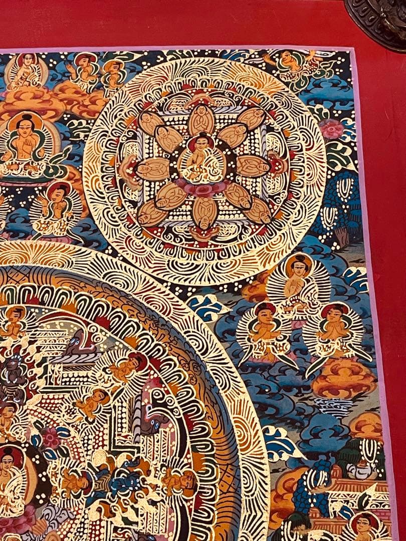 チベット密教 手描き曼荼羅（マンダラ）タンカ 新品・一点物 肉筆画 D5