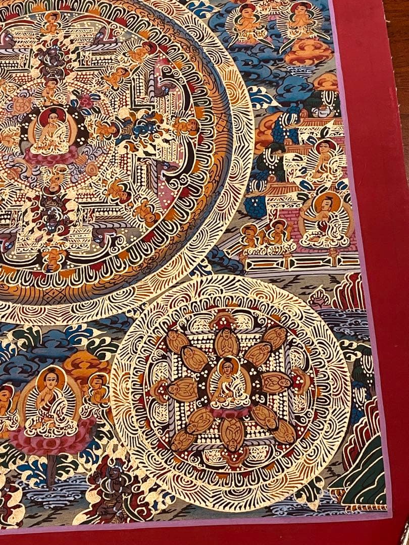 チベット密教 手描き曼荼羅（マンダラ）タンカ 新品・一点物 肉筆画 D5