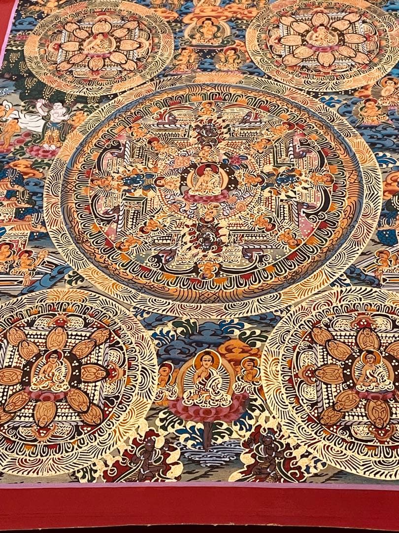 チベット密教 手描き曼荼羅（マンダラ）タンカ 新品・一点物 肉筆画 D5