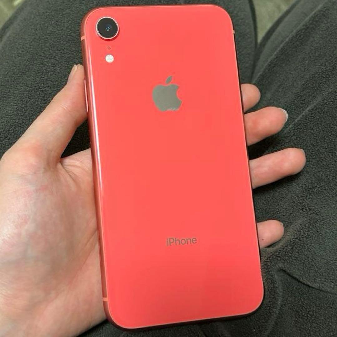 【本体のみ】 iPhone XR 128GB コーラル ムスビー｜【モバイルBOX】極美品 電池86% SIMフリー iPhone XR 128GB