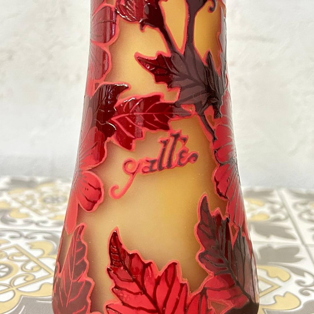 証明書】 エミールガレ 花瓶 カメオ彫り 被せガラス 高さ19cm - メルカリ