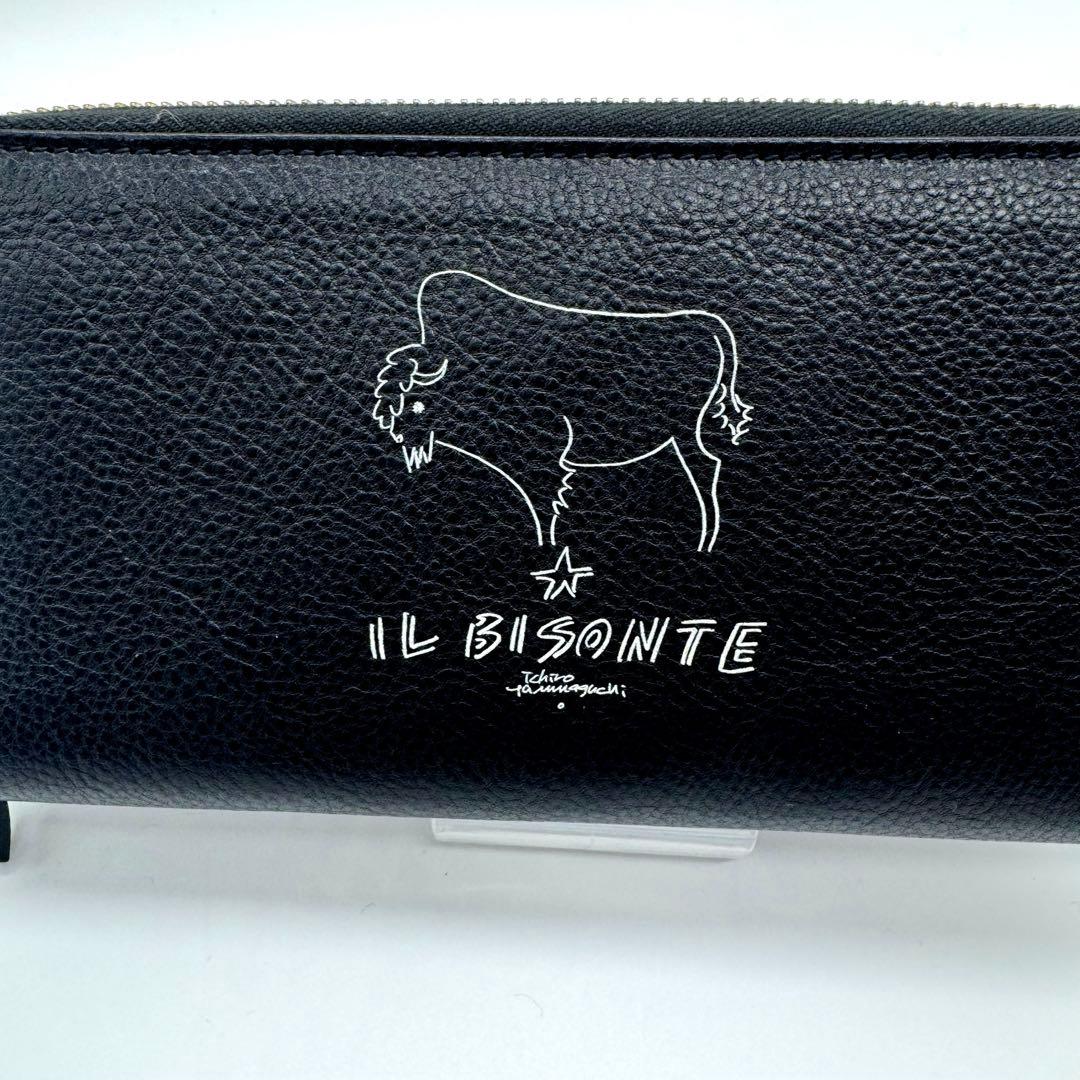 極美品 イルビゾンテ ロゴ入り長財布 山口一郎 コラボ レザー シボ革