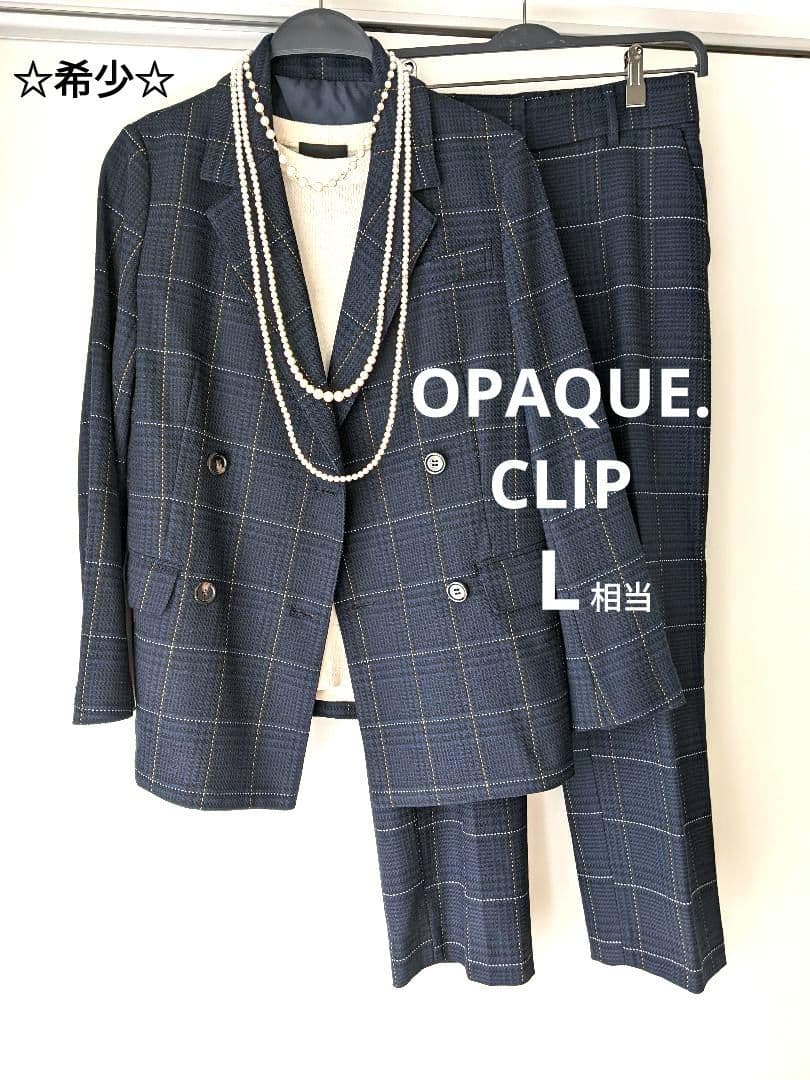【希少☆】オペークドットクリップ　ネイビー チェック柄 パンツスーツ　上下　L Cloudstyle】チェック柄/ スリーピース スーツ/ セットアップ（スーツ