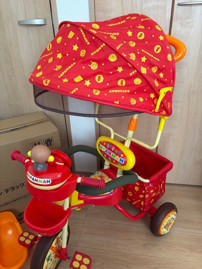 ☺︎アンパンマン 三輪車 デラックスR ブザー日除付き エコメルカリ便でお得☺︎‼︎