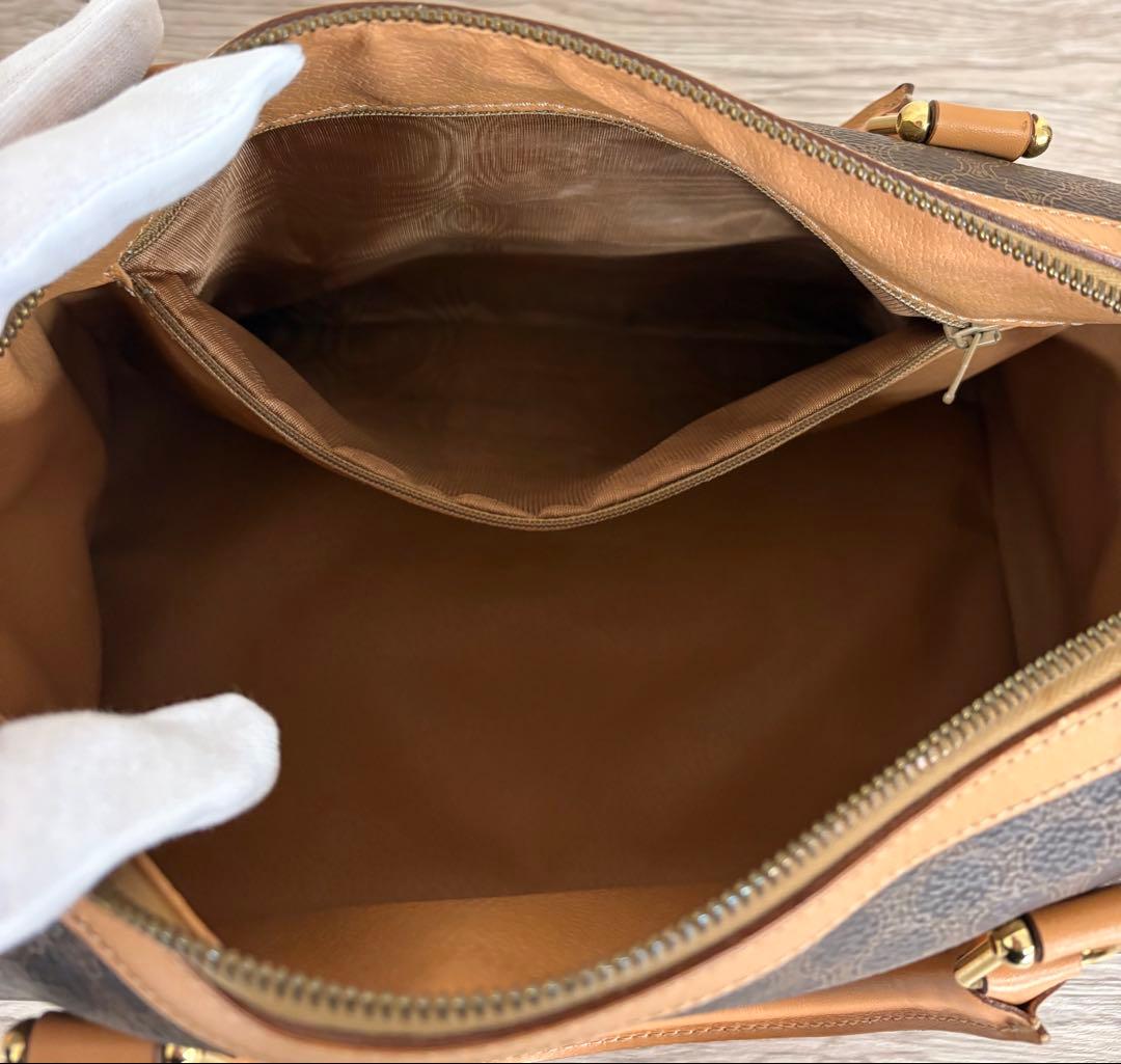 《極美品》セリーヌ マカダムボストン PVCレザー ブラウン ヴィンテージ