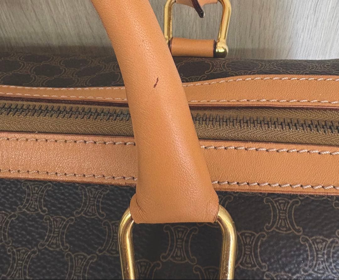 《極美品》セリーヌ マカダムボストン PVCレザー ブラウン ヴィンテージ