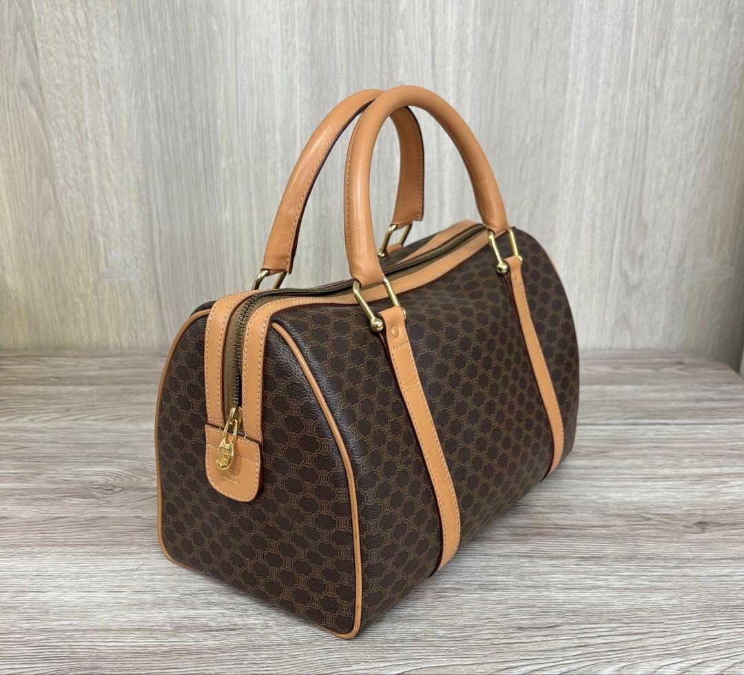 《極美品》セリーヌ マカダムボストン PVCレザー ブラウン ヴィンテージ