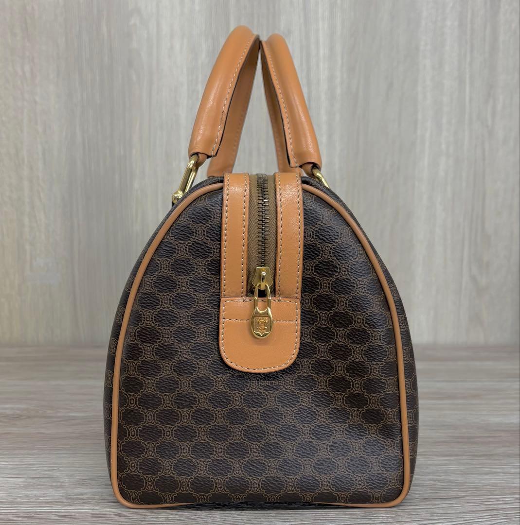 《極美品》セリーヌ マカダムボストン PVCレザー ブラウン ヴィンテージ