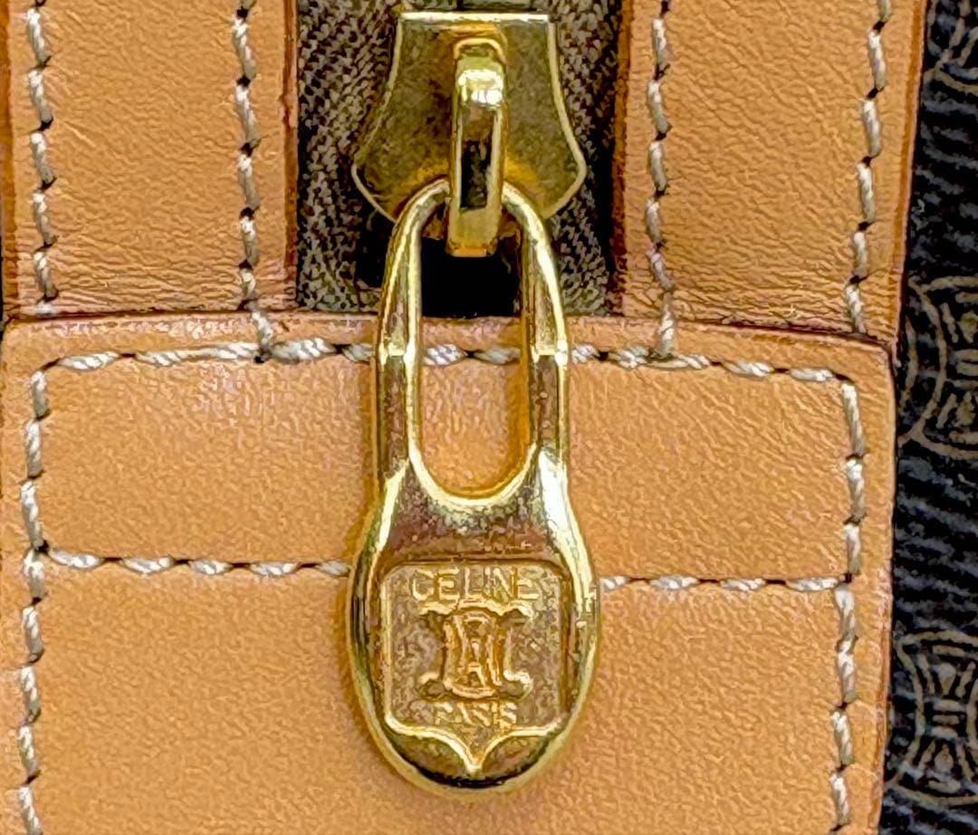 《極美品》セリーヌ マカダムボストン PVCレザー ブラウン ヴィンテージ