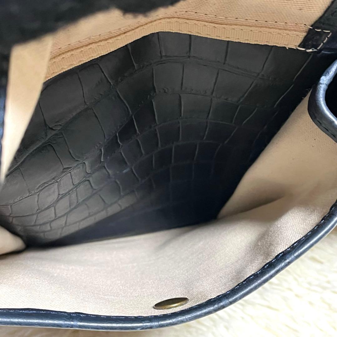 ま*君様 希少✨フェリージ トートバッグ レザー クロコ型押し チャーム