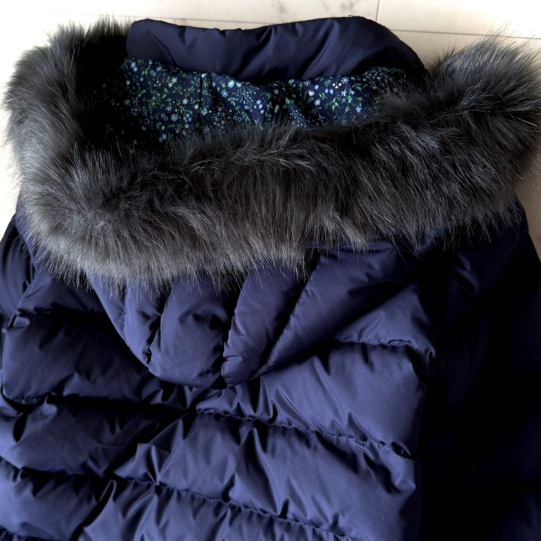 極美品 グリーンレーベルリラクシング キッズ155 フードファー付き