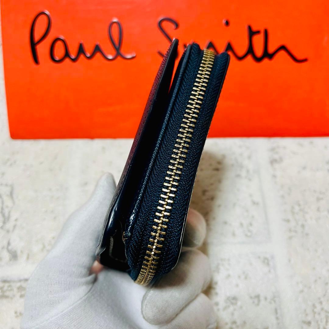 美品 ポールスミス ジップストローグレイン 二つ折り財布 ラウンド