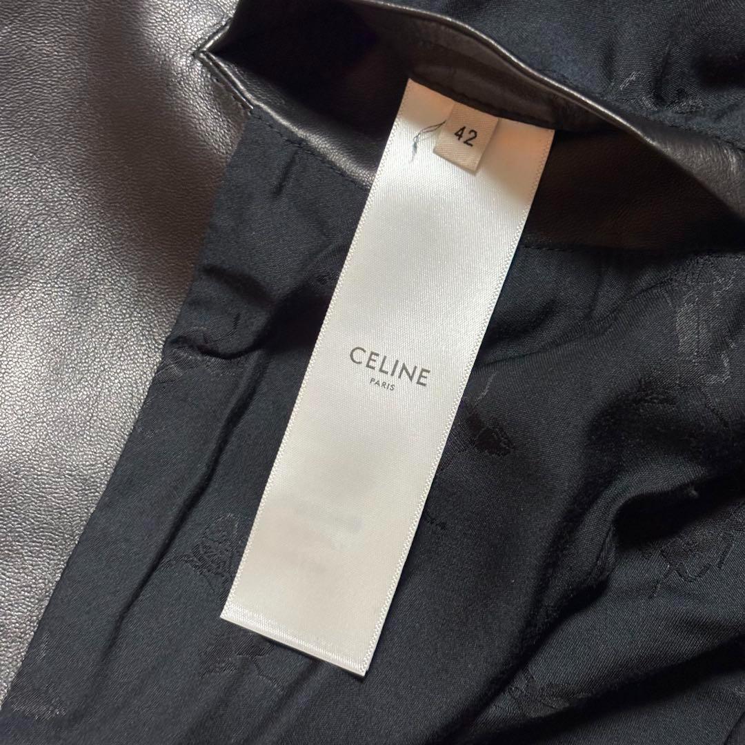 未使用 新品 CELINE 22AW ラムレザーライダース 42 黒 金ボタン - メルカリ