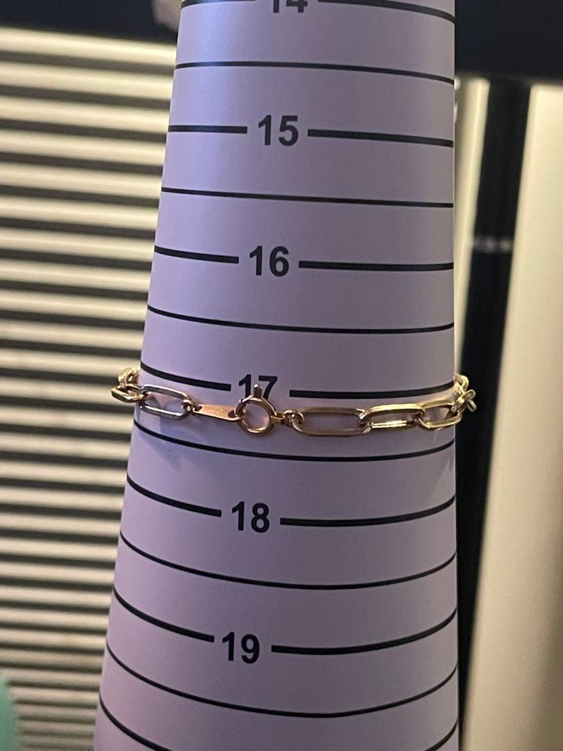 18K 4.08g ブレスレット　ペーパークリップ 約17cmサントス風