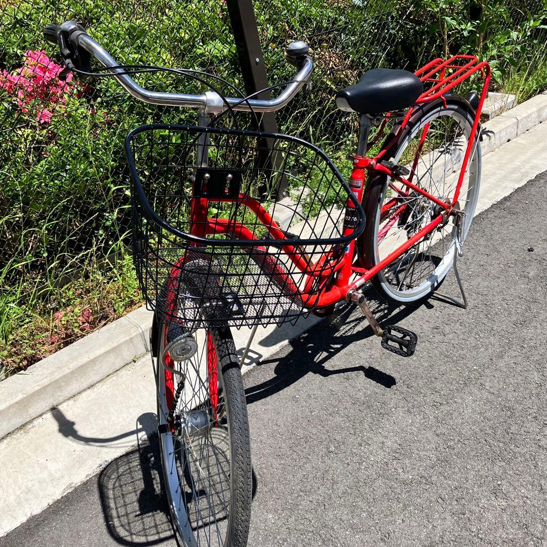 赤いママチャリ 26インチ ギア付き 引き取り限定 - メルカリ