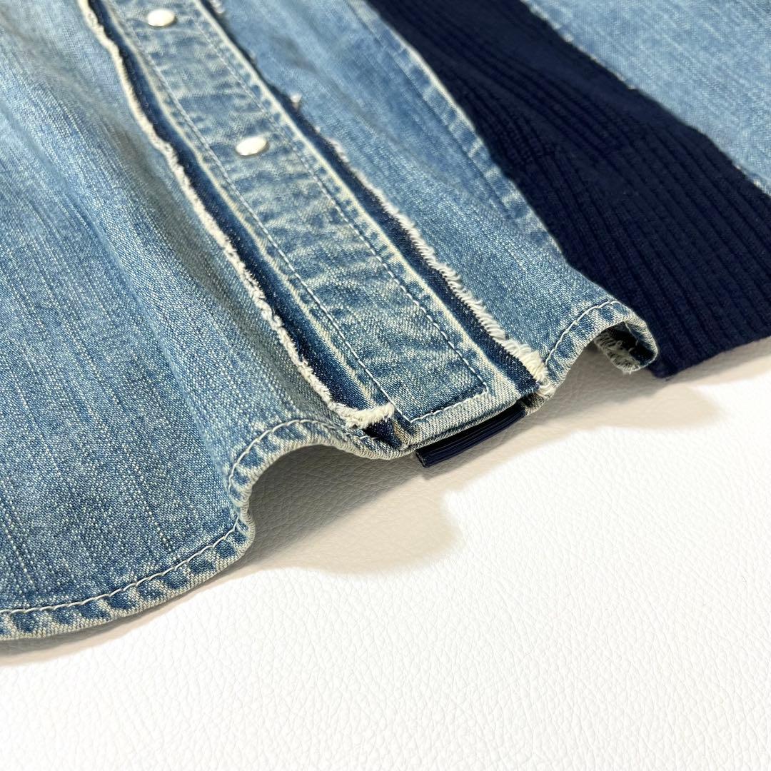 3340【美品】サカイ ドッキングデニムシャツ リブニット 異素材