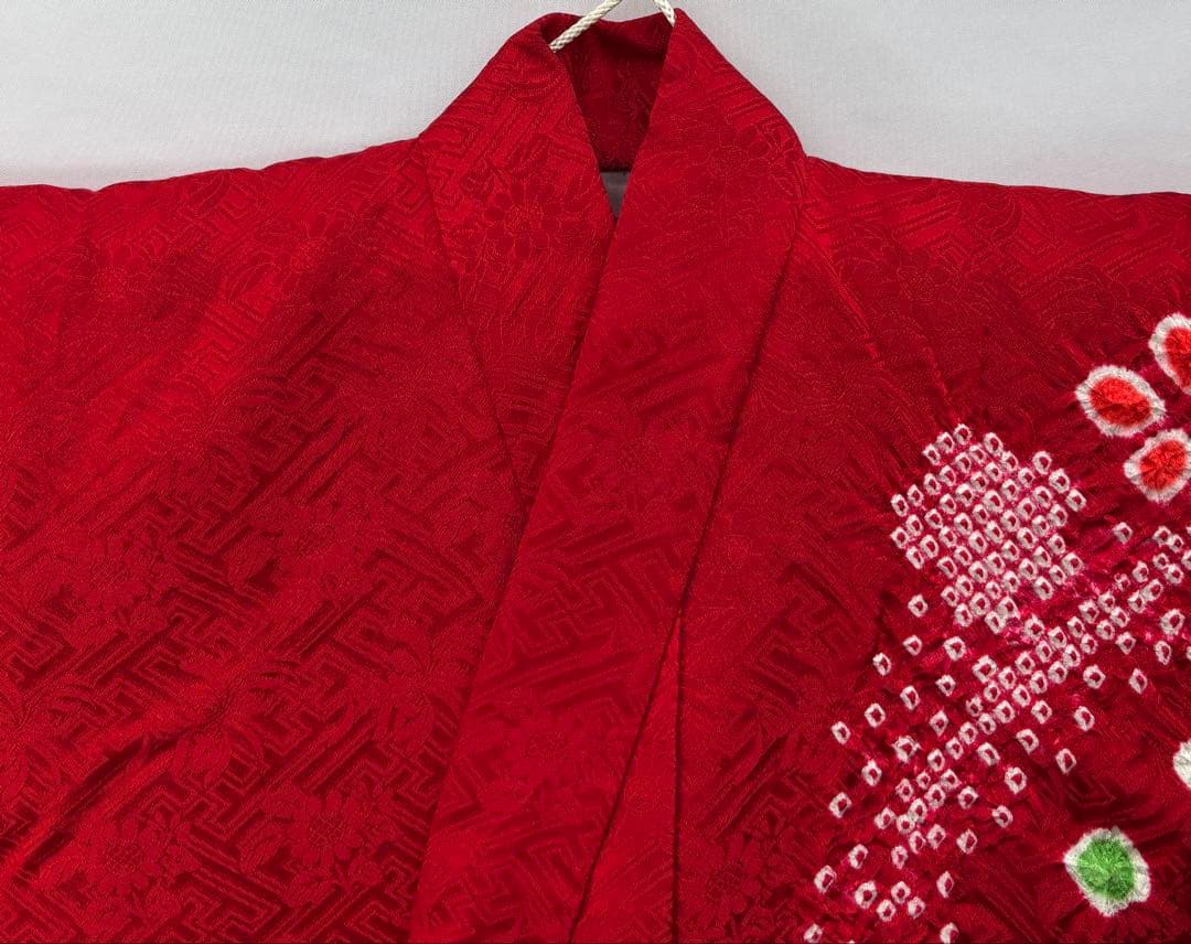 七五三着物女児3才一つ身　長襦袢付 桜まり刺繍部分絞《子供484》#江戸小もーん