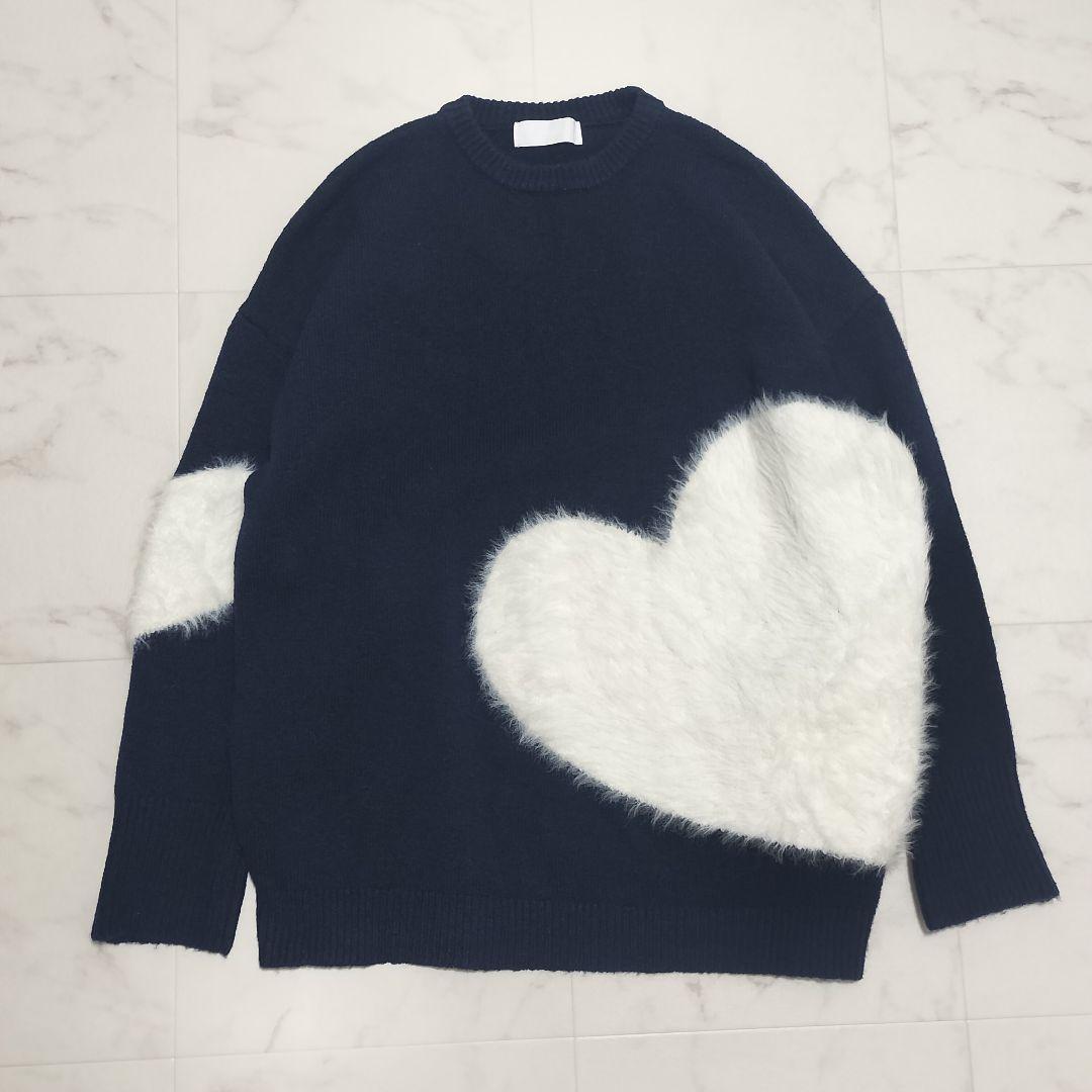 LAVANDA ラバンダ 宇野実彩子 ハート型ニットプルオーバー ネイビー