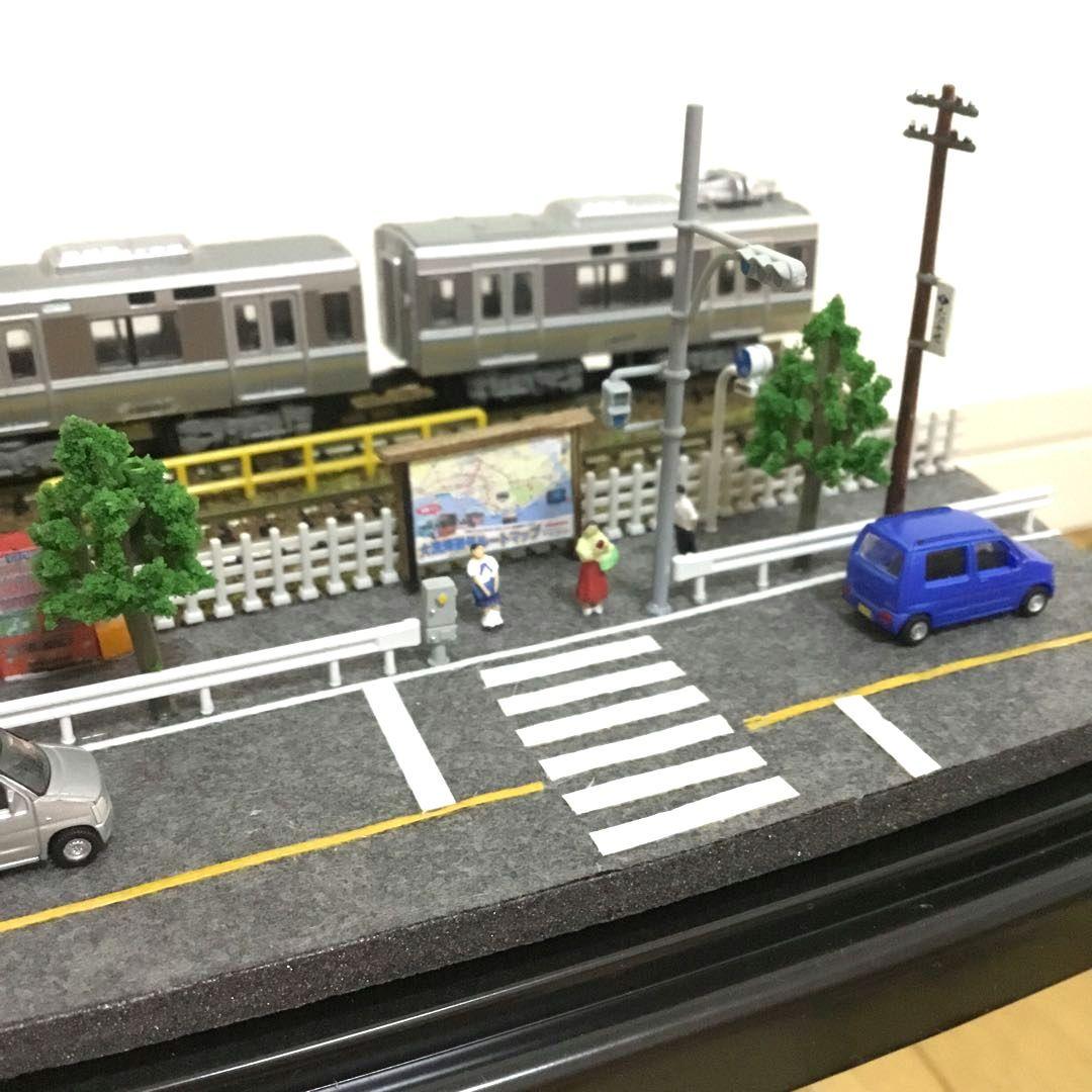 【メルカリ便で発送❗】大ジオラマ　線路と並走（複線ver） ハンドメイドジオラマ
