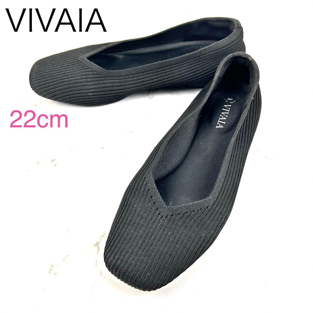 VIVAIA スクウェアトゥ フラットシューズ ブラック 22 - メルカリ