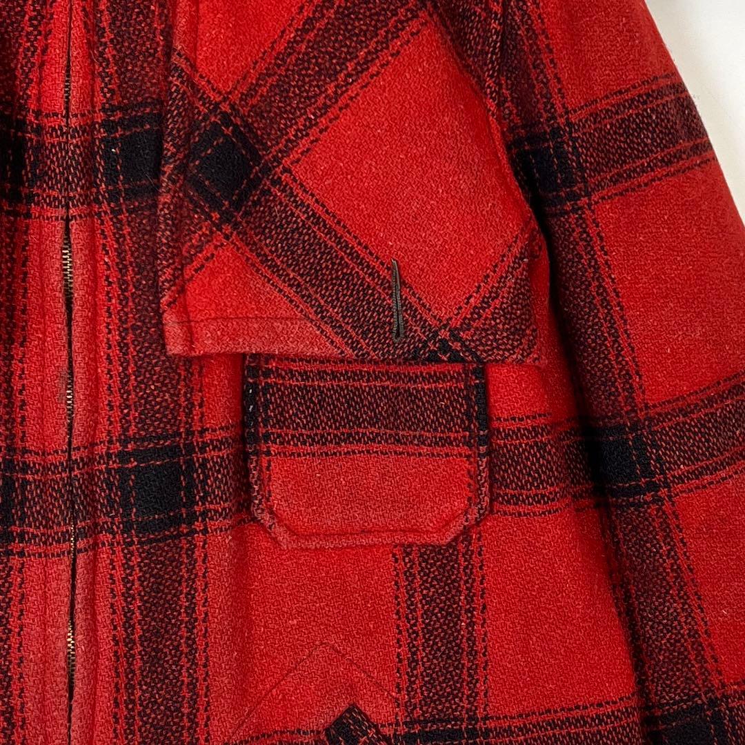 ヴィンテージVINTAGEバッファローチェックジャケット赤黒ハンティング