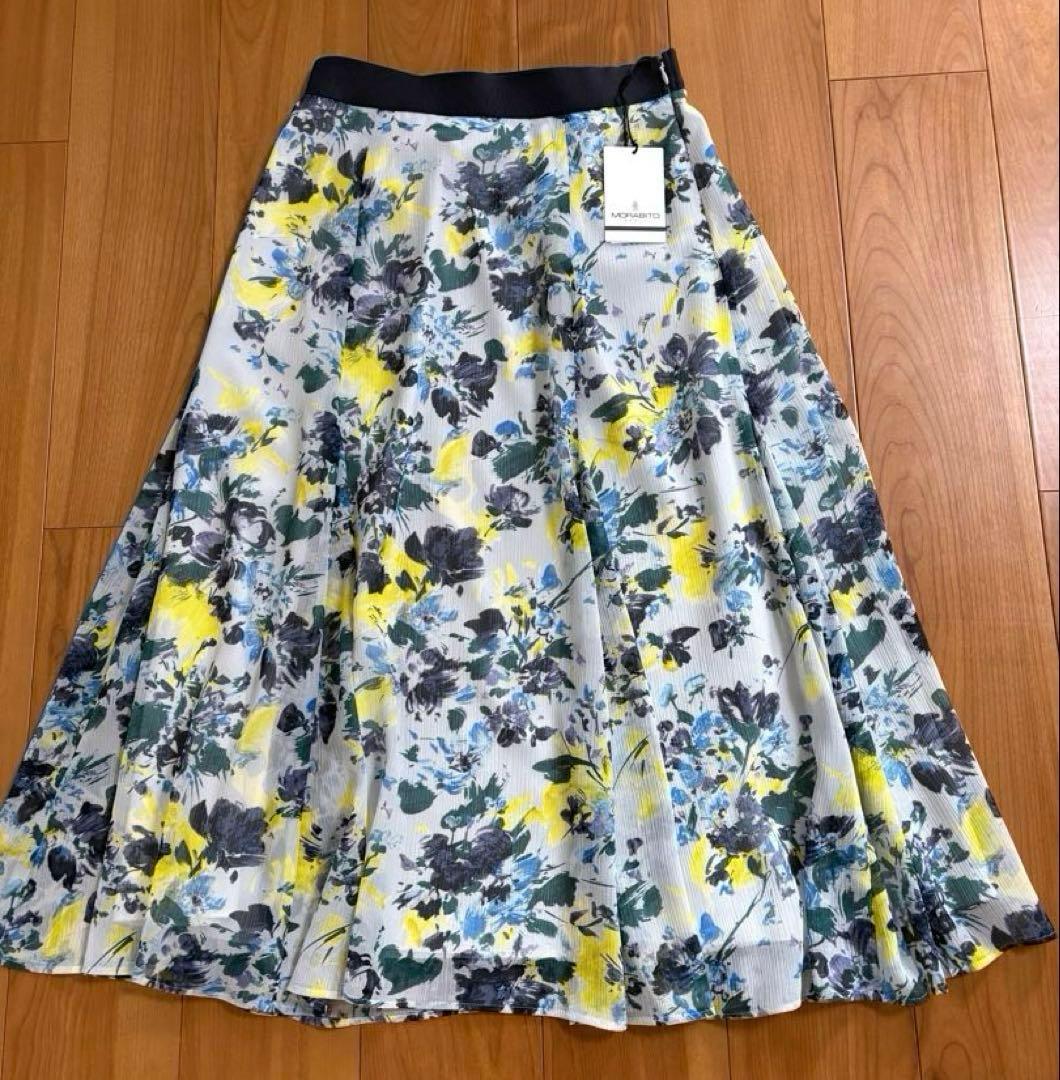 新品 モラビトスペル カタログ掲載上品な花柄スカート サイズ40 ¥64900