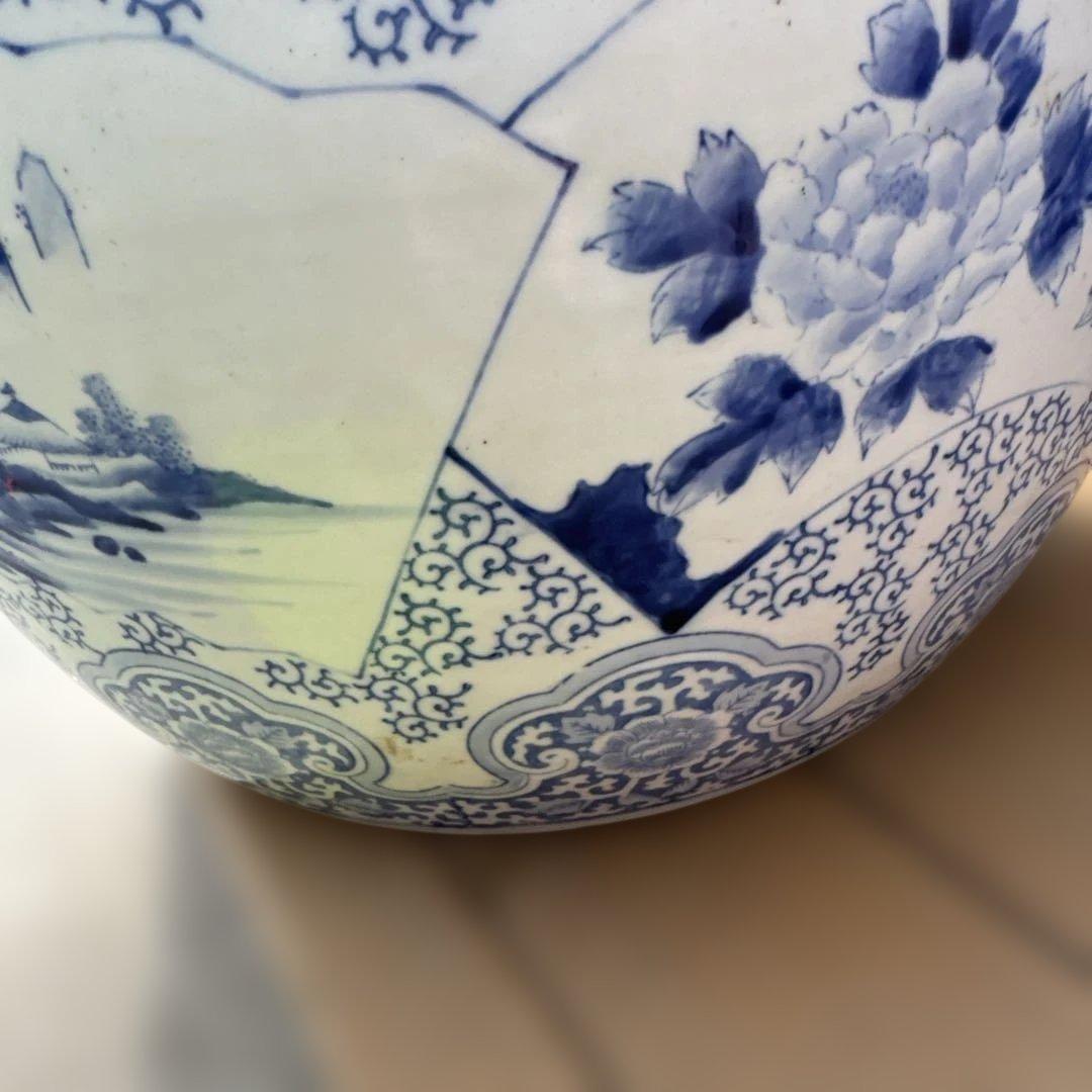 骨董 青白い山水画の火鉢 - メルカリ