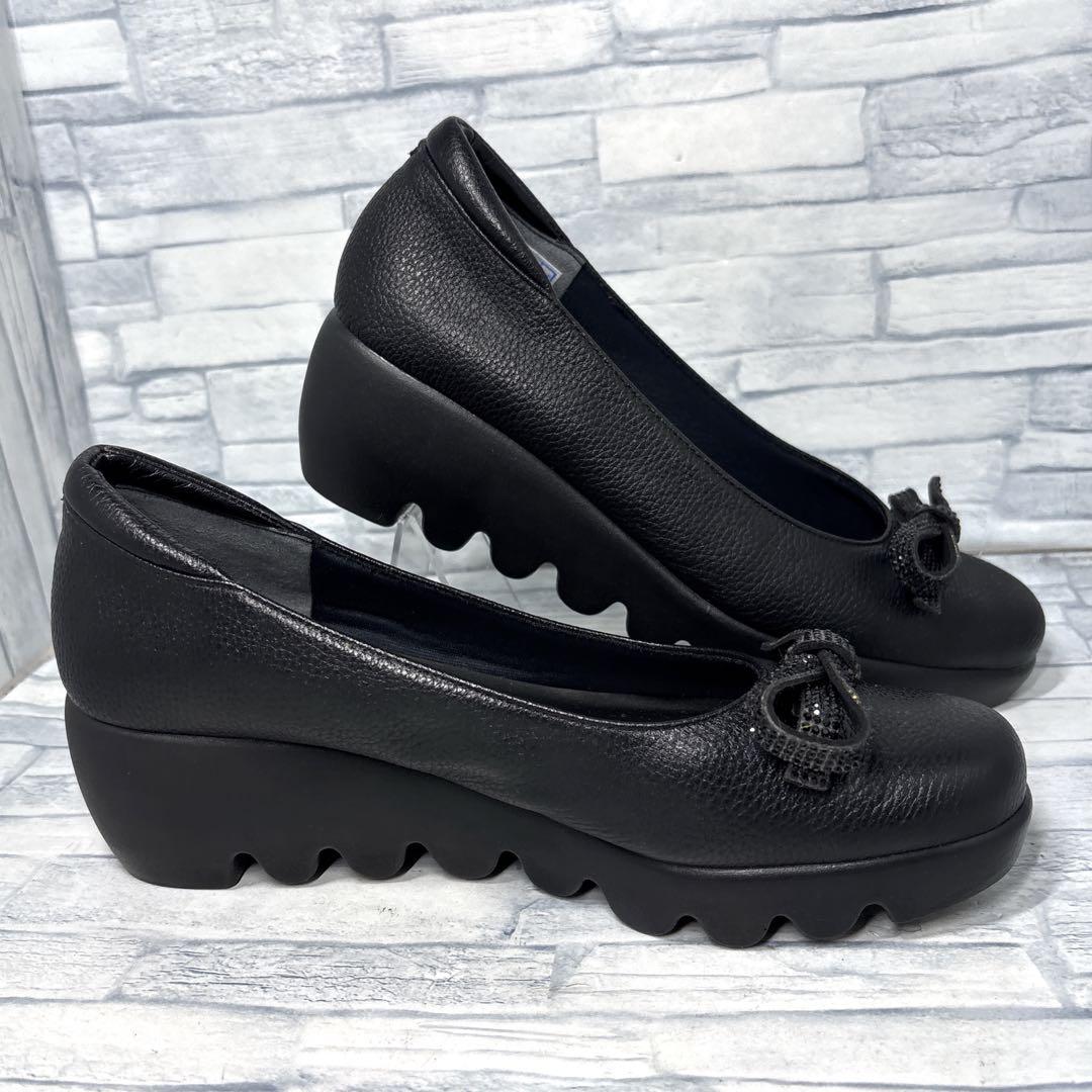 ✨美品✨ヒルズアヴェニュー ウェーブソール 本革 ブラック 23.5cm