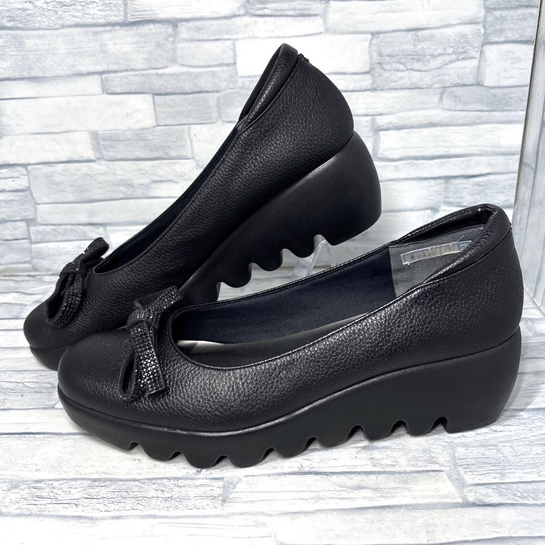 ✨美品✨ヒルズアヴェニュー ウェーブソール 本革 ブラック 23.5cm