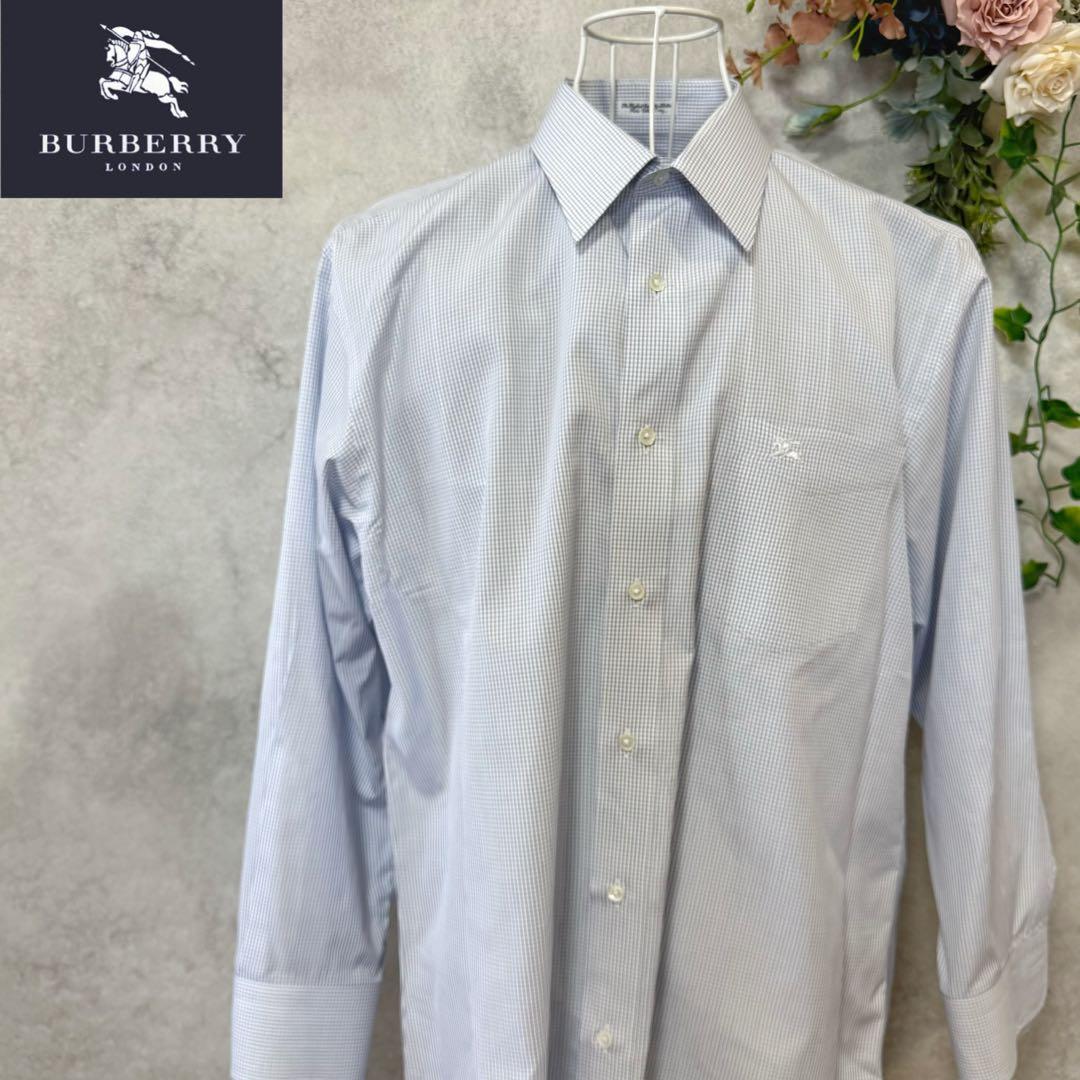 バーバリーロンドン チェック ドレスシャツ ホースロゴ刺繍 日本製